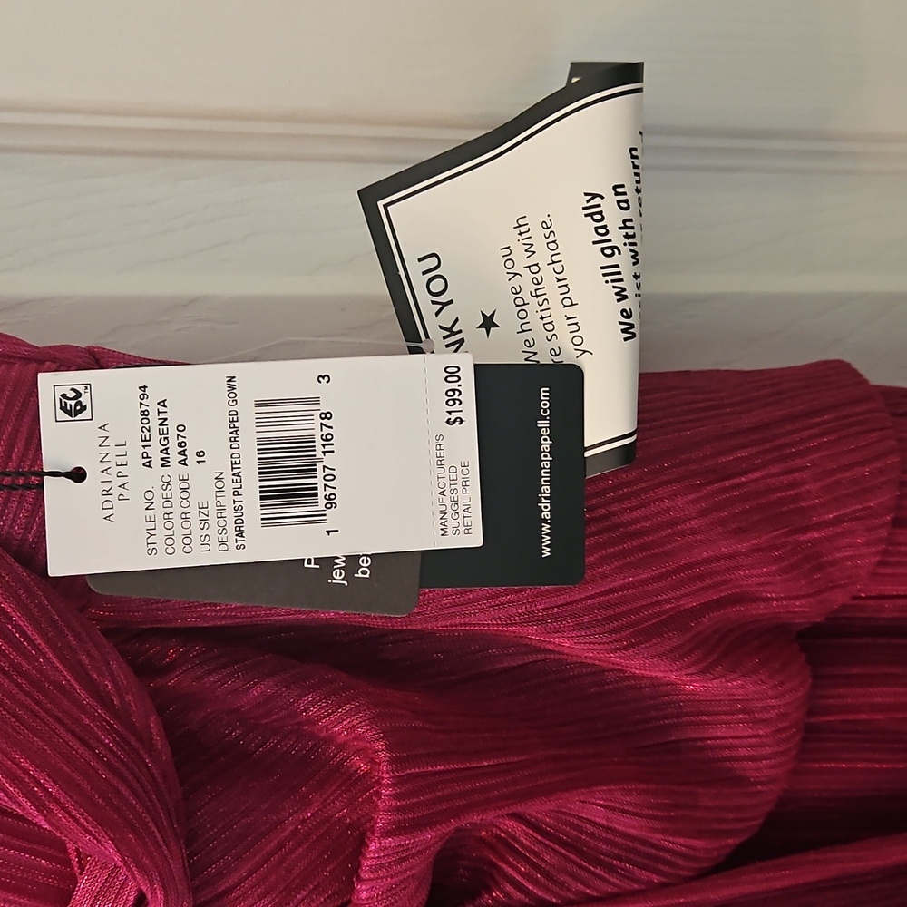 Adrianna Papell One Shoulder Metallic Ruched Front Gown - Picture 8 of 10